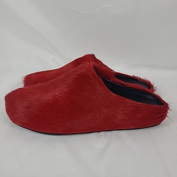 Fashion Women Red Horse Hair Shoe Fur Mules Flat Slides Flat Slipper Sz 9.5, 40 - Picture 3 of 9